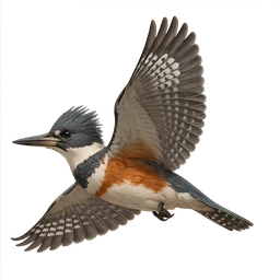 Belted Kingfisher, in flight