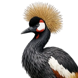 Black Crowned Crane, profile