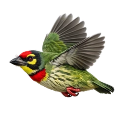 Coppersmith Barbet, in flight