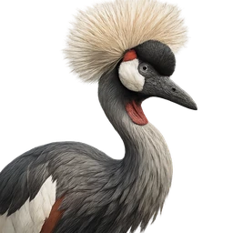 Grey Crowned Crane, profile