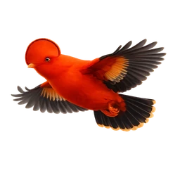 Guianan Cock-of-the-rock, in flight