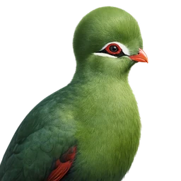 Guinese toerako (Guinea Turaco), profiel, eerdere afbeelding (opent op volledige grootte)