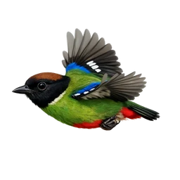 Hooded Pitta, in flight