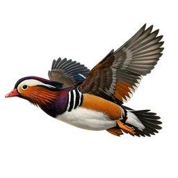 Mandarin Duck, in flight