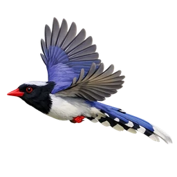 Red-billed Blue-Magpie, in flight