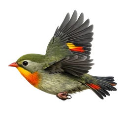 Red-billed Leiothrix, in flight