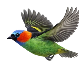 Red-necked Tanager, in flight