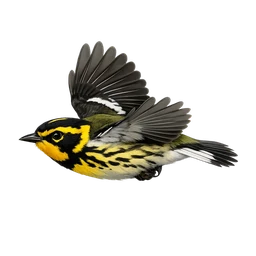 Townsend’s Warbler, in flight