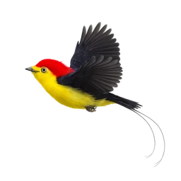 Wire-tailed Manakin, in flight